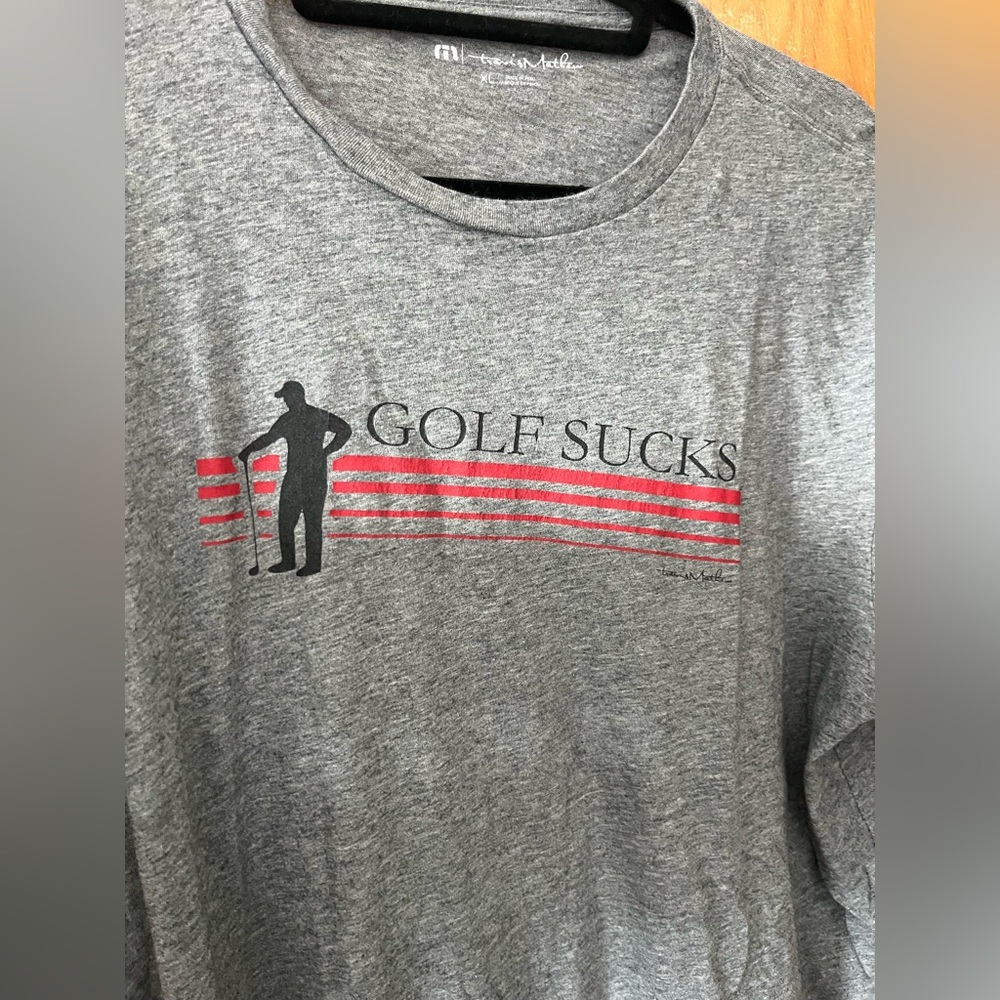 Travis Mathew Gray Short Sleeve crew neck ‘Golf Sucks’ Tee XL - Picture 5 of 7